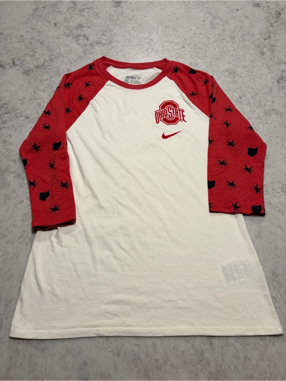 Nike Ohio State Buckeyes 3/4 Sleeve Raglan Tee - Size S